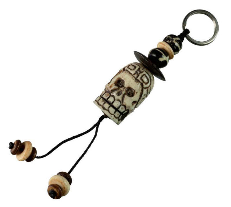 Porte-Clé Tête de Mort en Os de Bovin Sculpté – Artisanat Népalais