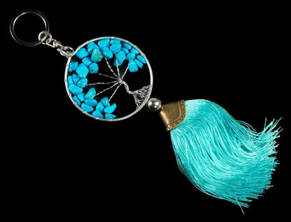 Arbre de Vie Bleu Turquoise Bijoux de Sac - Porte Clés