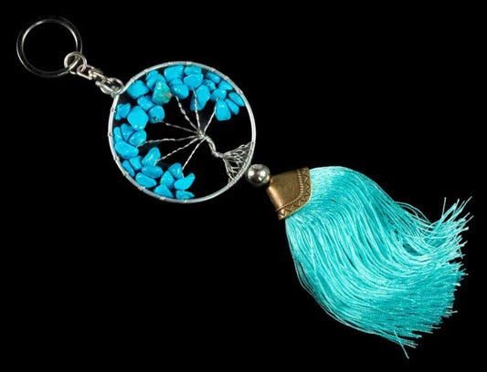 Arbre de Vie Bleu Turquoise Bijoux de Sac - Porte Clés