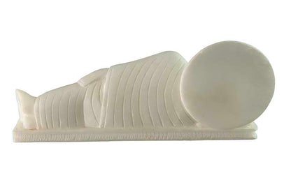 Statue Bouddha Nirvana en marbre blanc – Sculpture bouddhiste artisanale indienne