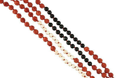Sautoir Mala Tibétain En Rudraksha Avec Perles En Résine Et Lave