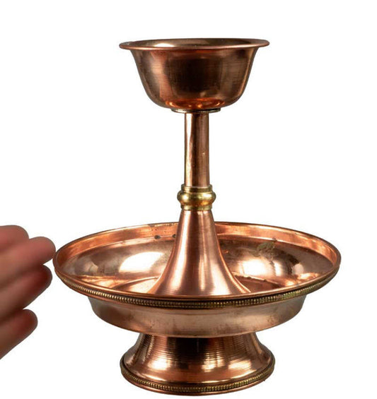 Serkyem tibétain en cuivre et laiton – Ensemble d'offrandes bouddhistes