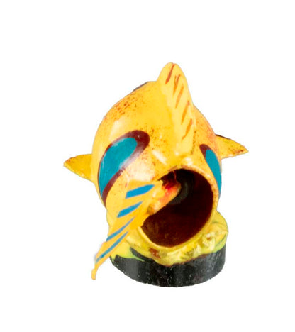 Magnet Poisson Exotique Jaune Et Bleu En Coque De Pistache – Artisanat Miniature