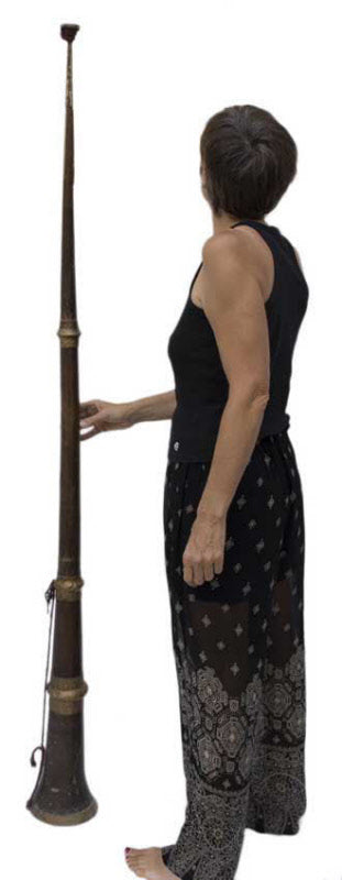 Ancienne trompe monastique tibétaine Dungchen en cuivre ciselé – Instrument rituel télescopique