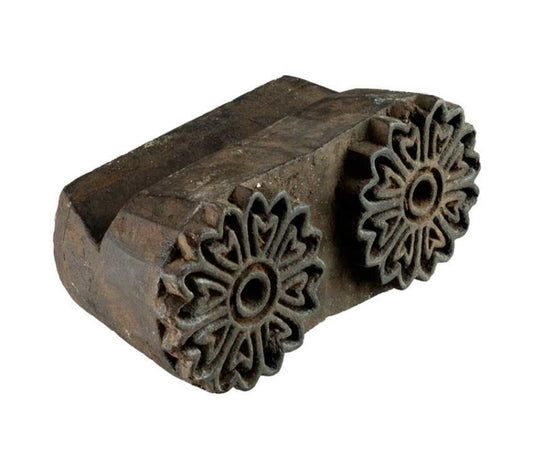 Tampon Tissu Indien En Bois – Duo De Fleurs Block Print
