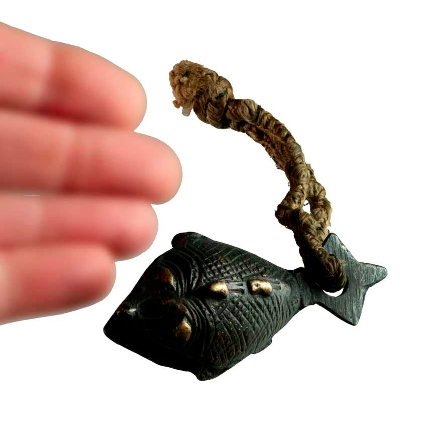 Grelot Poisson Naga en Métal Patiné – Artisanat Indien