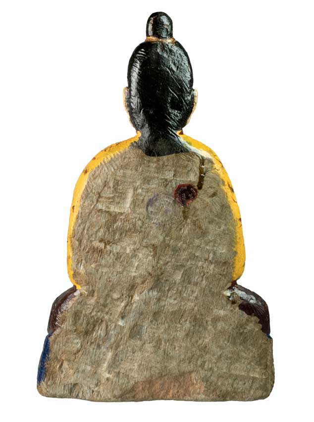 Statue Bouddha en pierre sculptée et peinte – Grande sculpture artisanale du Népal 30 cm