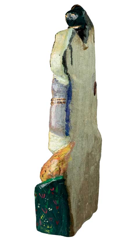 Statue Shiva en pierre sculptée et peinte – Sculpture artisanale népalaise 31 cm