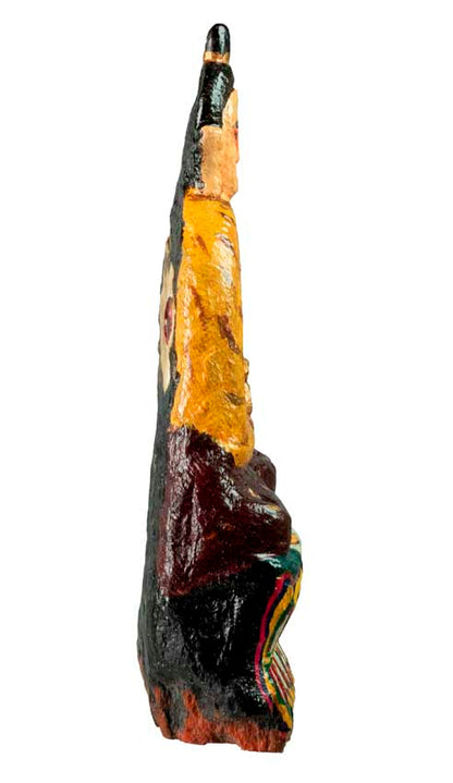 Statue Bouddha en pierre sculptée et peinte – Sculpture artisanale traditionnelle du Népal
