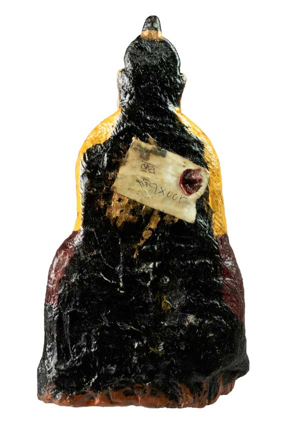 Statue Bouddha en pierre sculptée et peinte – Sculpture artisanale traditionnelle du Népal