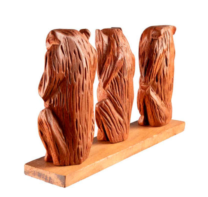 Statue 3 Singes de la Sagesse en Bois Sculpté – Cameroun