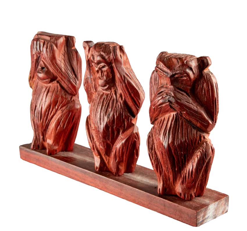 Statue 3 Singes de la Sagesse en Bois – Artisanat du Cameroun