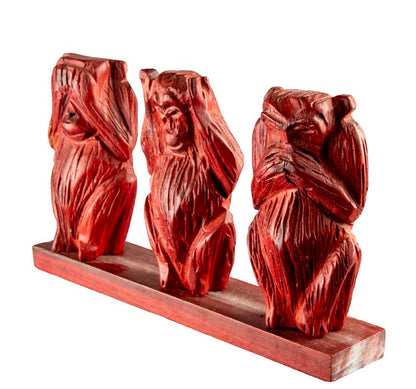 Statue 3 Singes de la Sagesse en Bois – Artisanat du Cameroun