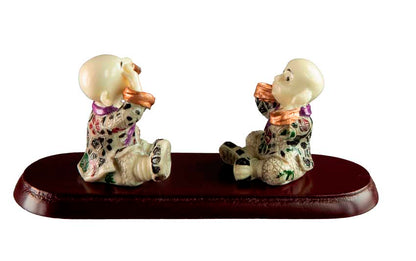 Statuette Moine Shaolin Sur Socle – Décoration Chinoise – Les Trois Singes De La Sagesse