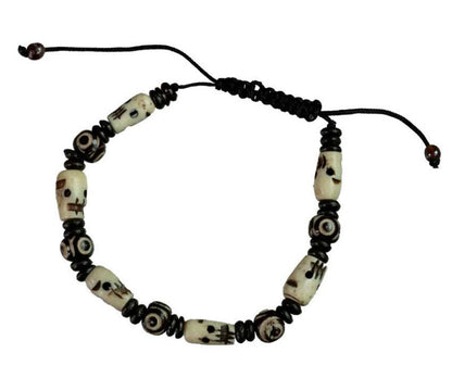 Bracelet tête de mort – bijou bouddhiste en os de bovin artisanal du Népal