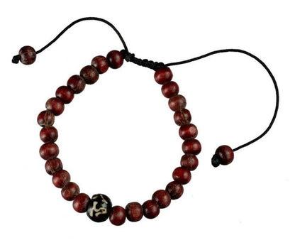 Bracelet chapelet bouddhiste en bois vintage – Bijou artisanal du Népal