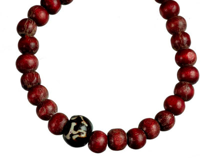 Bracelet chapelet bouddhiste en bois vintage – Bijou artisanal du Népal