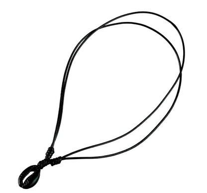 Collier ras de cou Cauri noir réglable – Bijou ethnique en coquillage