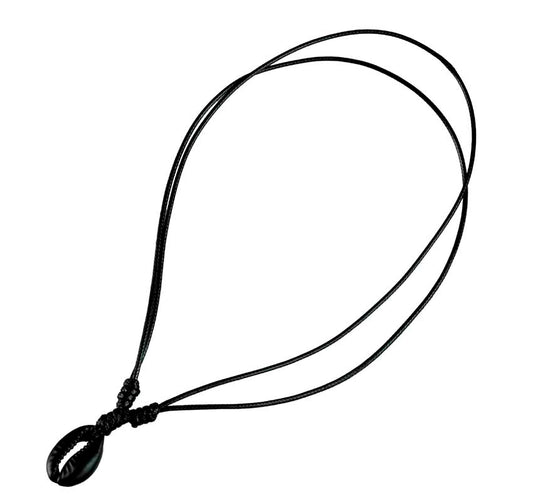 Collier ras de cou Cauri noir réglable – Bijou ethnique en coquillage