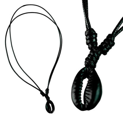 Collier ras de cou Cauri noir réglable – Bijou ethnique en coquillage