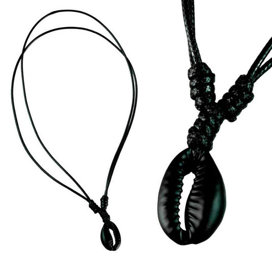 Collier ras de cou Cauri noir réglable – Bijou ethnique en coquillage