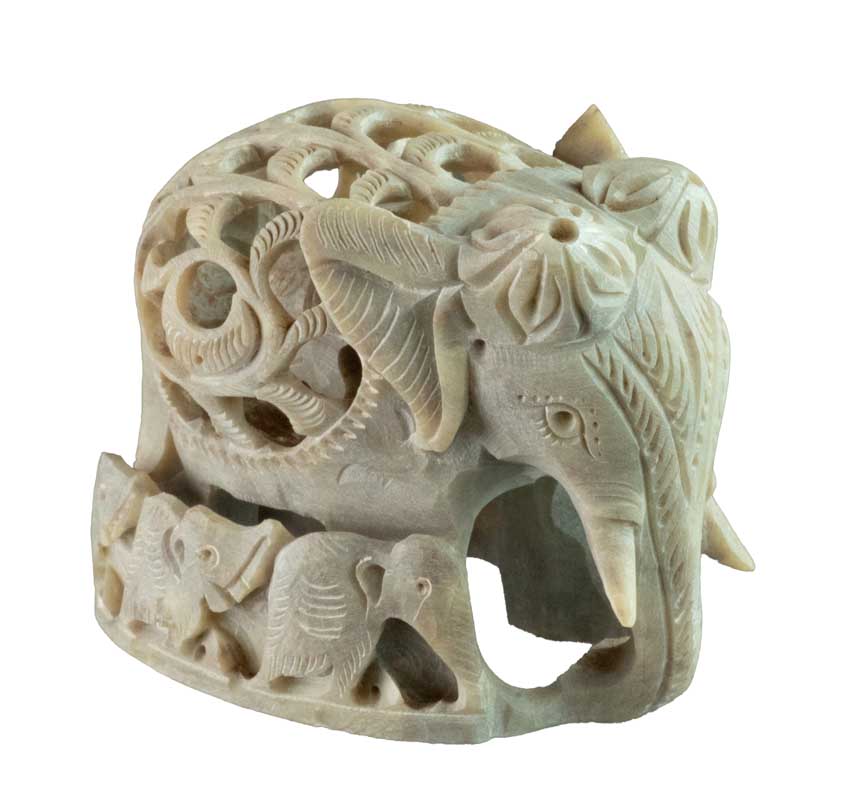 Statue Éléphant En Pierre – Mère Et Ses Petits – Artisanat Indien