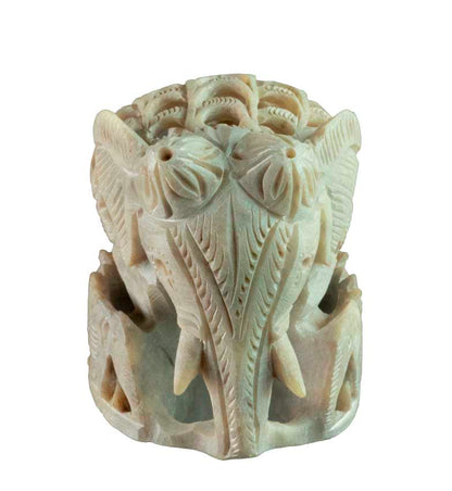 Statue Éléphant En Pierre – Mère Et Ses Petits – Artisanat Indien