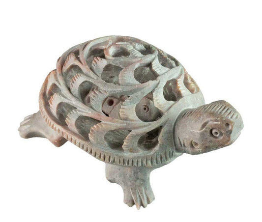 Figurine Tortue En Stéatite – Sculpture Artisanale En Pierre D’Inde