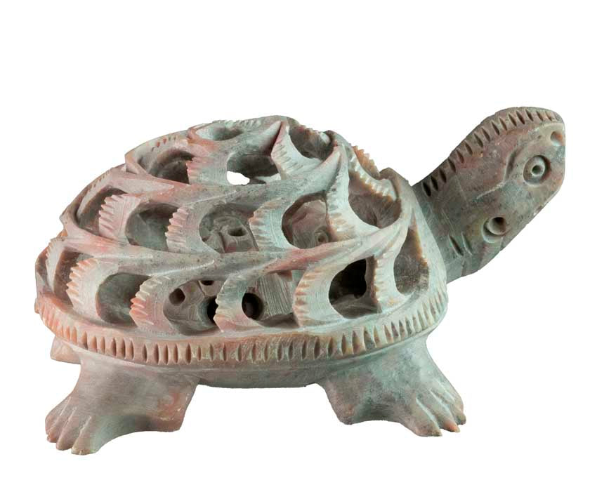 Figurine Tortue En Stéatite – Sculpture Artisanale En Pierre D’Inde