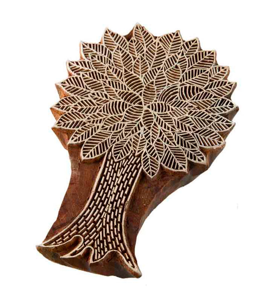 Tampon Encreur En Bois Sculpté – Motif Arbre De Vie