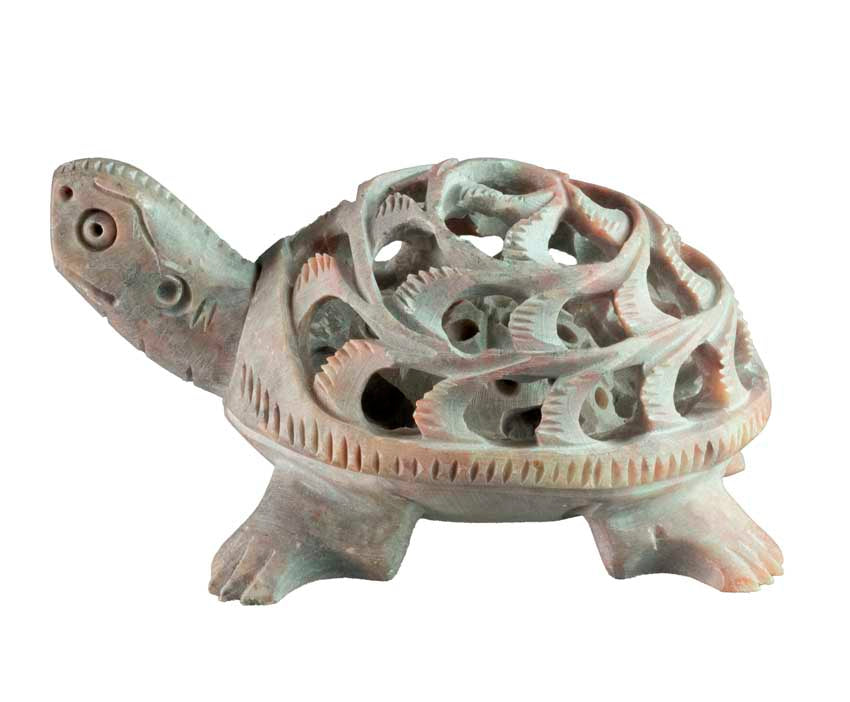 Figurine Tortue En Stéatite – Sculpture Artisanale En Pierre D’Inde