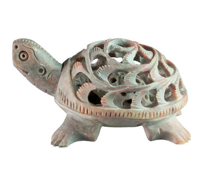 Figurine Tortue En Stéatite – Sculpture Artisanale En Pierre D’Inde