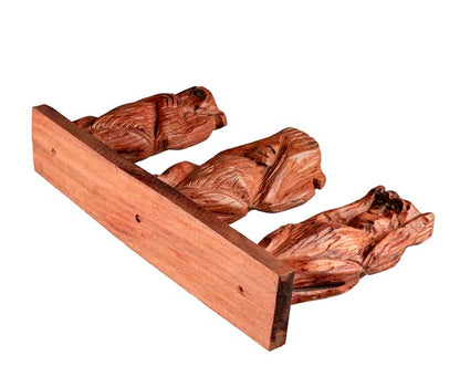 3 Singes de la Sagesse en Bois Marron avec Socle – Artisanat Africain