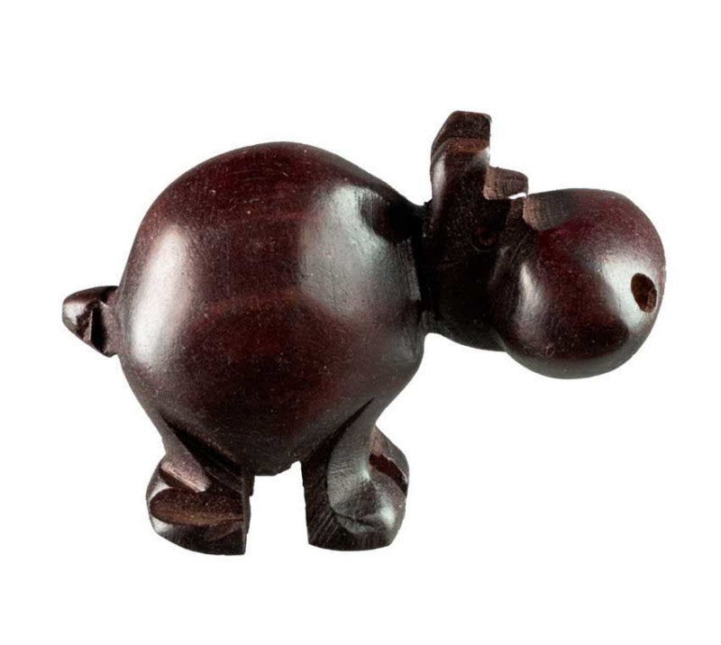 Statue Hippopotame en Bois – Artisanat Africain de Gambie