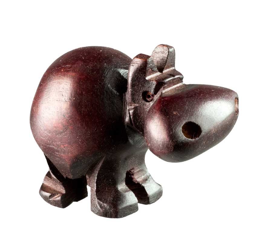 Statue Hippopotame en Bois – Artisanat Africain de Gambie