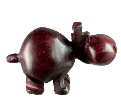 Statue Hippopotame en Bois – Artisanat Africain de Gambie