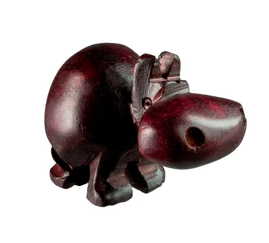 Statue Hippopotame en Bois – Artisanat Africain de Gambie