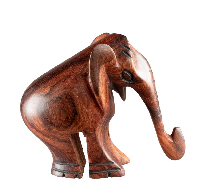 Statuette Éléphant En Bois – Artisanat Africain Fait Main