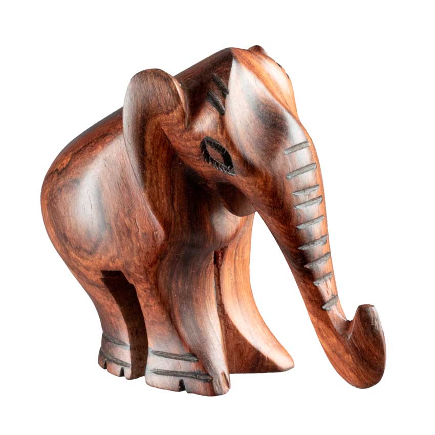 Statuette Éléphant En Bois – Artisanat Africain Fait Main