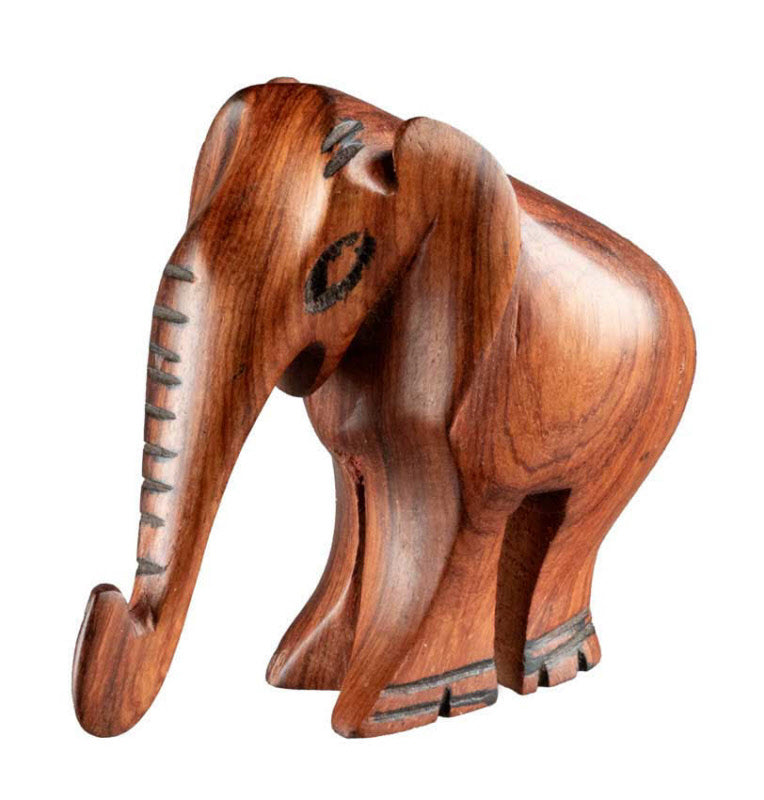 Statuette Éléphant En Bois – Artisanat Africain Fait Main