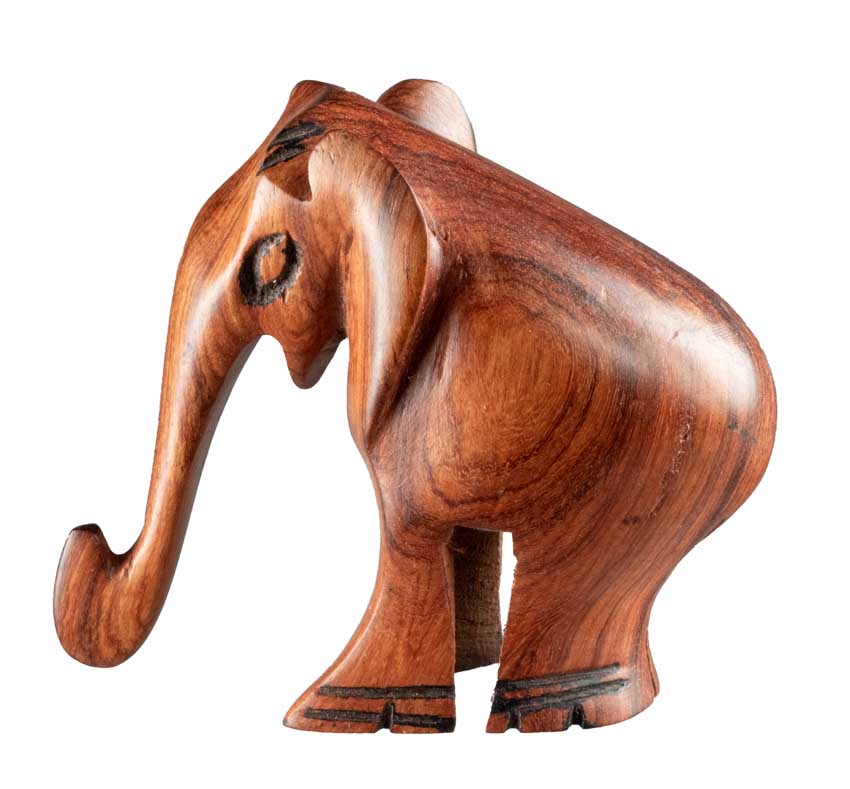 Statuette Éléphant En Bois – Artisanat Africain Fait Main