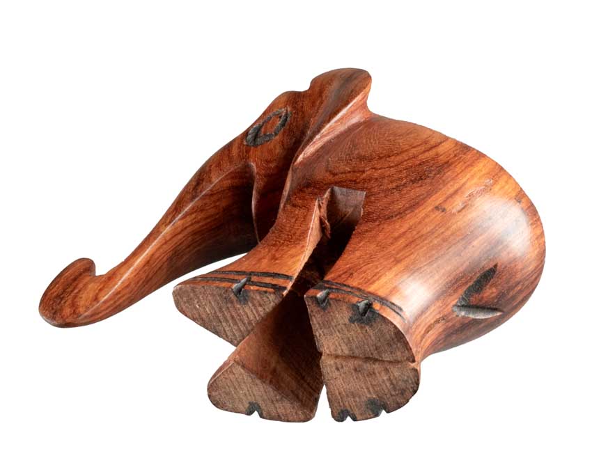 Statuette Éléphant En Bois – Artisanat Africain Fait Main