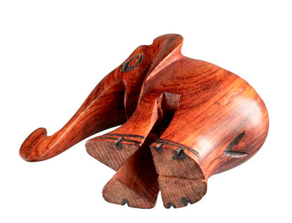 Statuette Éléphant En Bois – Artisanat Africain Fait Main