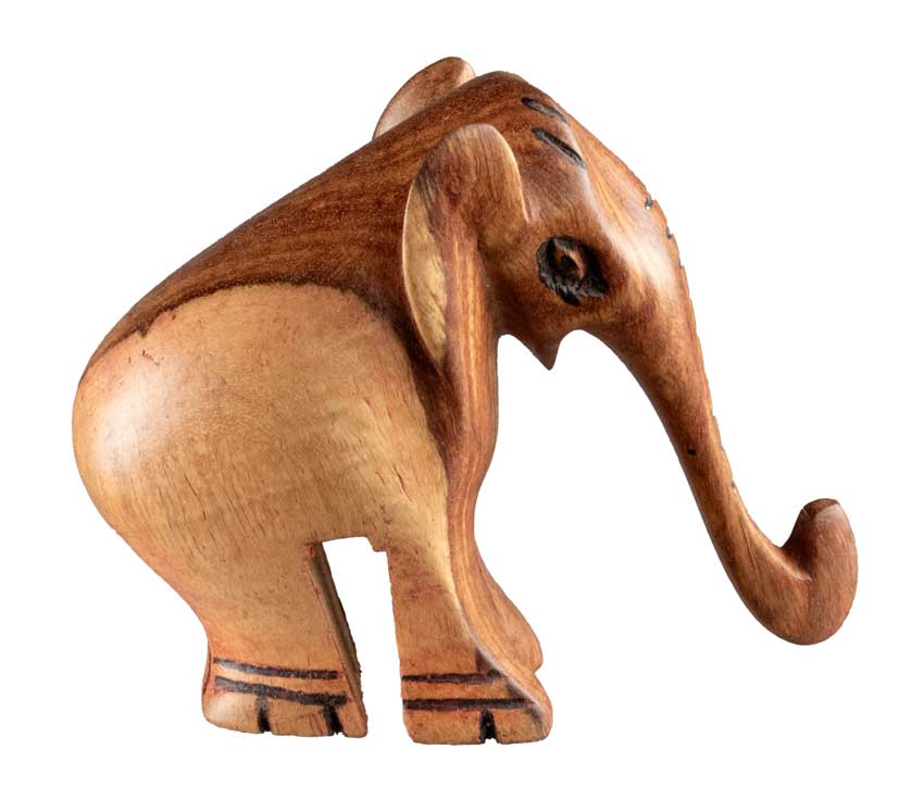Statuette Éléphant En Bois – Artisanat Africain Fait Main