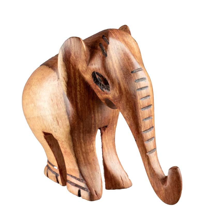 Statuette Éléphant En Bois – Artisanat Africain Fait Main