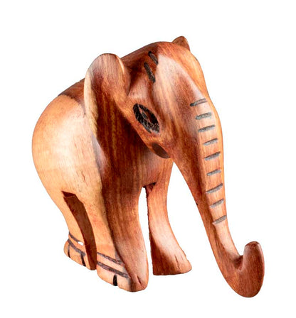 Statuette Éléphant En Bois – Artisanat Africain Fait Main