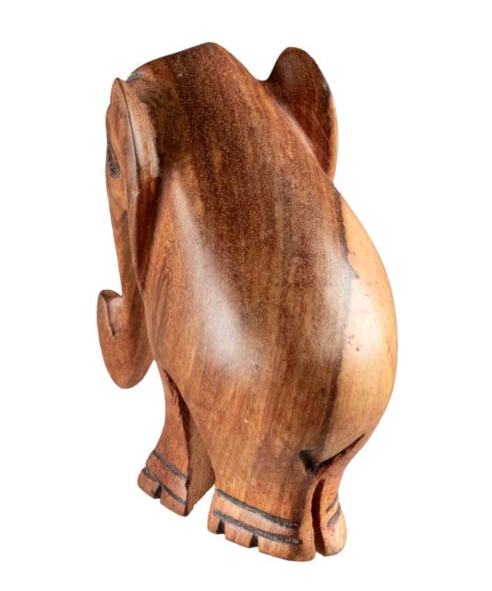 Statuette Éléphant En Bois – Artisanat Africain Fait Main