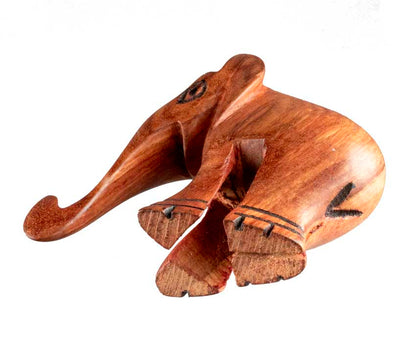 Statuette Éléphant En Bois – Artisanat Africain Fait Main