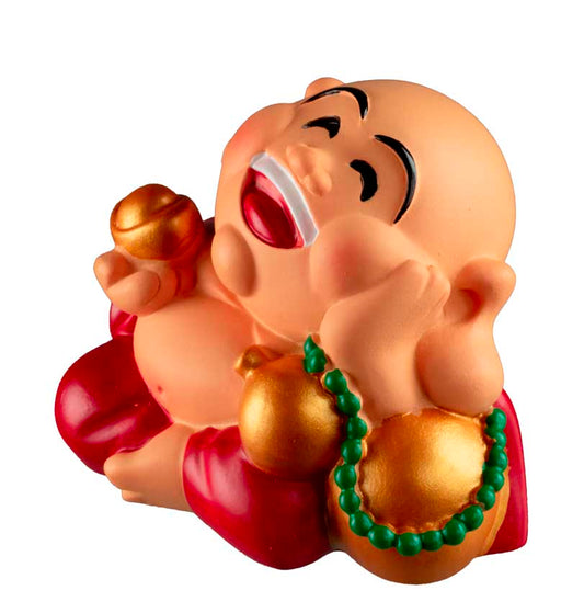Statue Bouddha Chinois Rieur avec Lingot 5 cm – Figurine Feng Shui en Résine