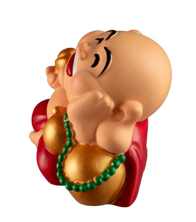 Statue Bouddha Chinois Rieur avec Lingot 5 cm – Figurine Feng Shui en Résine